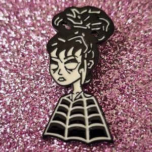 3/$20 Lydia Deetz Beetlejuice Spiderweb Cape Dress Enamel Pin